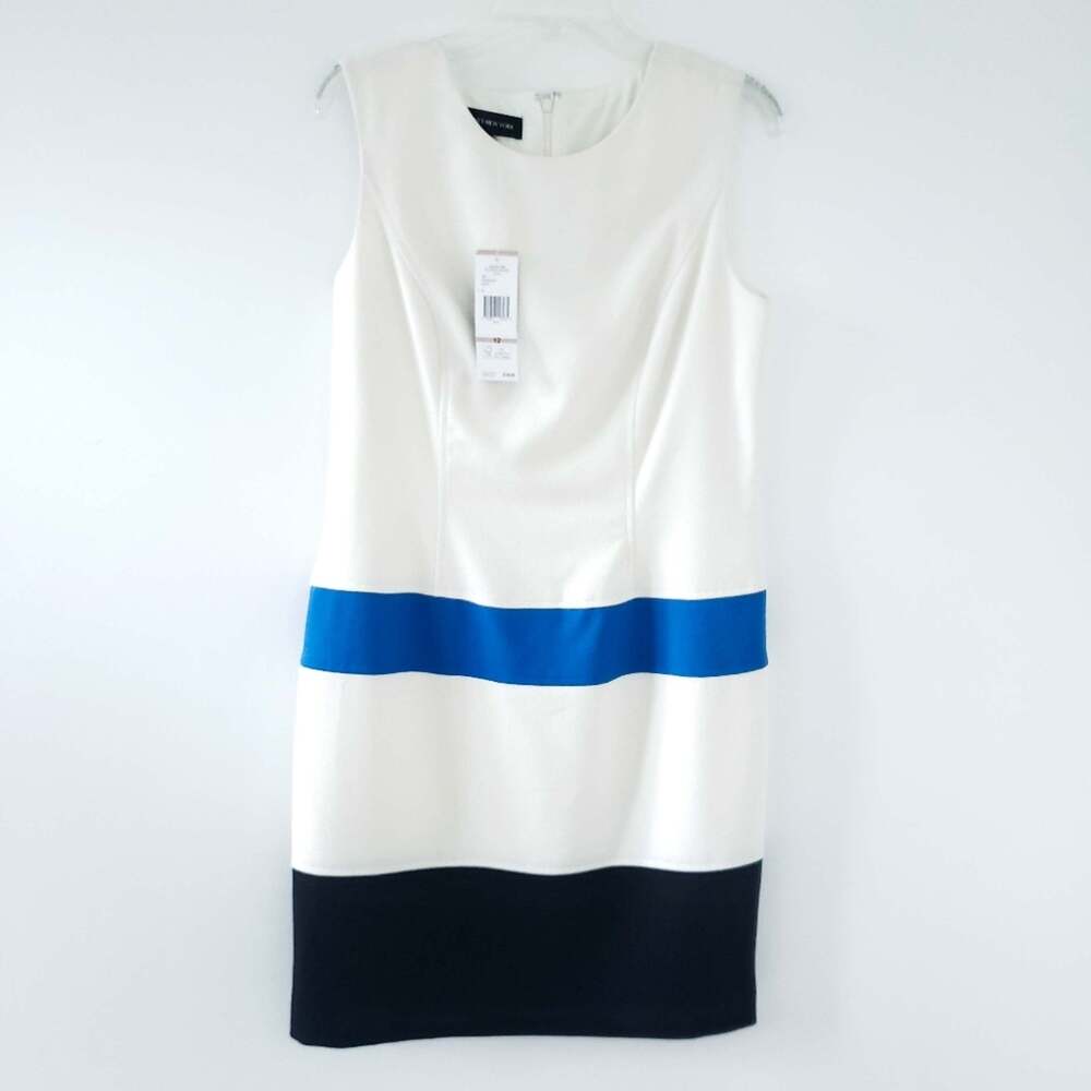 NWT Jones New York Sheath Dress Ivory, Blue, Black